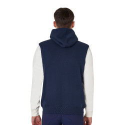 Heren sweatshirt Equestro Institutional tweekleurig met frontale ritssluiting Marineblazer / antiek wit Marineblauw