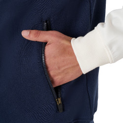 Heren sweatshirt Equestro Institutional tweekleurig met frontale ritssluiting Marineblazer / antiek wit Marineblauw