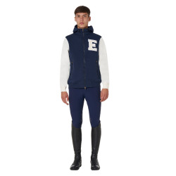 Heren sweatshirt Equestro Institutional tweekleurig met frontale ritssluiting Marineblazer / antiek wit Marineblauw