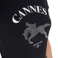 Dames T-shirt Equestro Cannes katoen met strass, korte mouwen Zwart