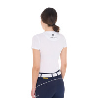 Dames T-shirt Equestro Cannes katoen met strass, korte mouwen Wit