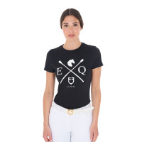 Dames T-shirt Equestro EQ katoen korte mouwen Zwart