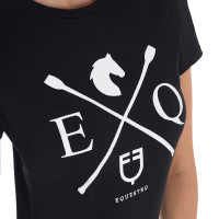 Dames T-shirt Equestro EQ katoen korte mouwen Zwart