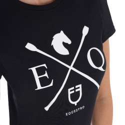 Dames T-shirt Equestro EQ katoen korte mouwen Zwart