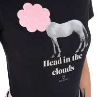 Dames T-shirt Equestro Head In The Clouds van katoen met korte mouwen Zwart