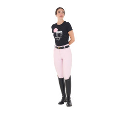 Dames T-shirt Equestro Head In The Clouds van katoen met korte mouwen Zwart