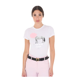 Dames T-shirt Equestro Head In The Clouds van katoen met korte mouwen Wit