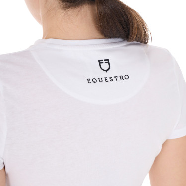 Dames T-shirt Equestro Head In The Clouds van katoen met korte mouwen Wit
