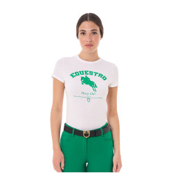 Dames T-shirt Equestro Jumping Horse Club katoen korte mouwen Wit