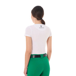 Dames T-shirt Equestro Jumping Horse Club katoen korte mouwen Wit