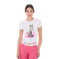 Dames T-shirt Equestro So Lovely van katoen met korte mouwen Wit