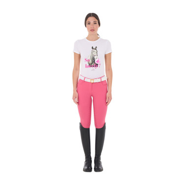 Dames T-shirt Equestro So Lovely van katoen met korte mouwen Wit
