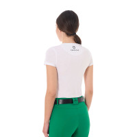 Dames T-shirt Equestro Stripe Horse Club katoen met korte mouwen Wit