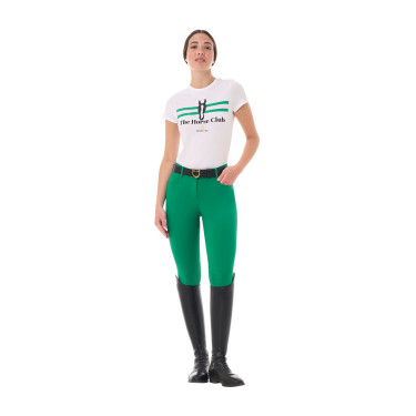 Dames T-shirt Equestro Stripe Horse Club katoen met korte mouwen Wit