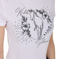 Dames T-shirt Equestro Wild Flower van katoen met korte mouwen Wit