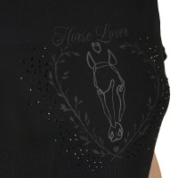 Dames T-shirt Equestro Wild Heart van katoen met korte mouwen Zwart