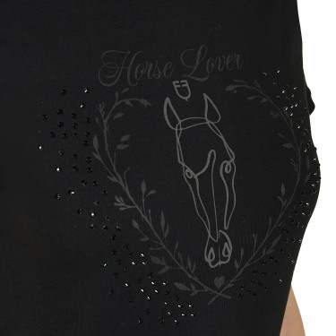 Dames T-shirt Equestro Wild Heart van katoen met korte mouwen Zwart