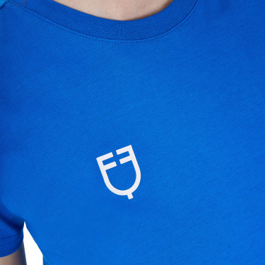 Dames T-shirt Equestro x FISE slim fit met korte mouwen Blauw van Savoye