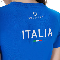 Dames T-shirt Equestro x FISE slim fit met korte mouwen Blauw van Savoye