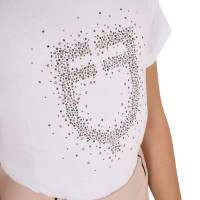 Meisjes T-shirt Equestro slim-fit met roze glitterlogo, korte mouwen Wit
