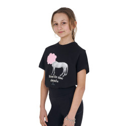 Meisjes T-shirt Equestro Head In The Clouds van katoen met korte mouwen Zwart