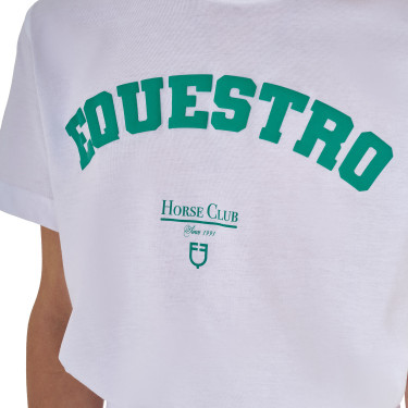 T-shirt meisje Equestro Horse Club katoen korte mouwen Wit T-shirt meisje Equestro Horse Club katoen korte mouwen Wit