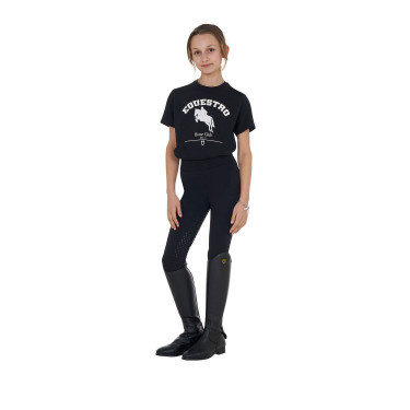Meisjes-T-shirt Equestro Jumping Horse Club katoen korte mouwen Zwart
