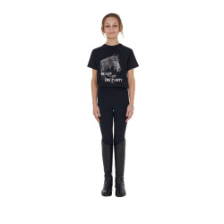 Meisjes T-shirt Equestro Ready To The Party van katoen met strass, korte mouwen Zwart