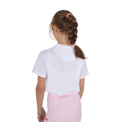 Meisjes T-shirt Equestro Ready To The Party van katoen met strass, korte mouwen Wit