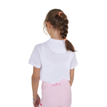 Meisjes T-shirt Equestro Ready To The Party van katoen met strass, korte mouwen Wit