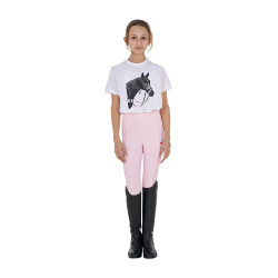 Meisjes T-shirt Equestro Ready To The Party van katoen met strass, korte mouwen Wit