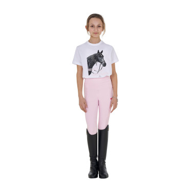 Meisjes T-shirt Equestro Ready To The Party van katoen met strass, korte mouwen Wit