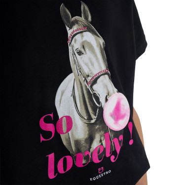 Meisjes T-shirt Equestro So Lovely van katoen met korte mouwen Zwart