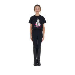 Meisjes T-shirt Equestro So Lovely van katoen met korte mouwen Zwart