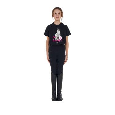 Meisjes T-shirt Equestro So Lovely van katoen met korte mouwen Zwart