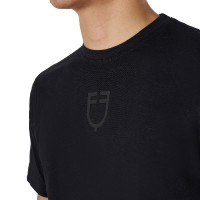 Heren T-shirt Equestro basic met ton-sur-ton logo, korte mouwen Zwart