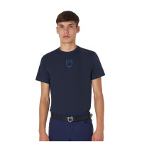 Heren T-shirt Equestro basic met ton-sur-ton logo, korte mouwen Zwart