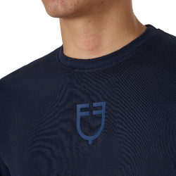 Heren T-shirt Equestro basic met ton-sur-ton logo, korte mouwen Marine Marineblauw