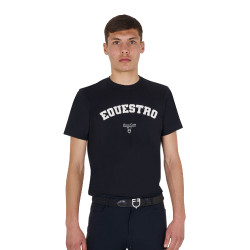 Heren T-shirt Equestro Horse Club van katoen met korte mouwen Zwart
