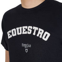 Heren T-shirt Equestro Horse Club van katoen met korte mouwen Zwart