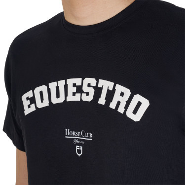 Heren T-shirt Equestro Horse Club van katoen met korte mouwen Zwart