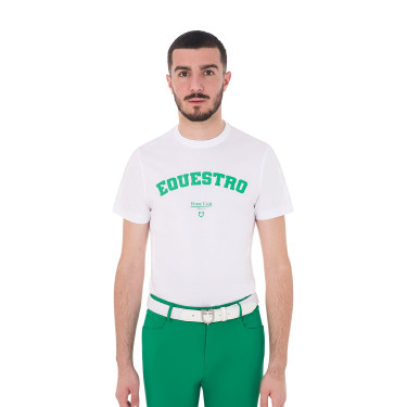 Heren T-shirt Equestro Horse Club van katoen met korte mouwen Wit