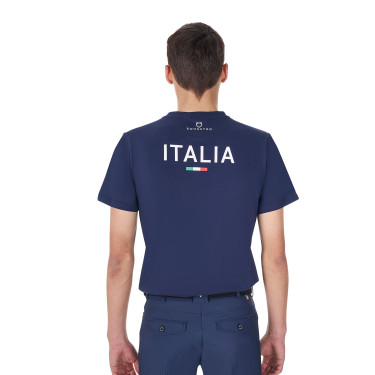 Heren T-shirt Equestro x FISE slim fit met korte mouwen Marineblazer Marineblauw