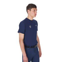 Heren T-shirt Equestro x FISE slim fit met korte mouwen Marineblazer Marineblauw