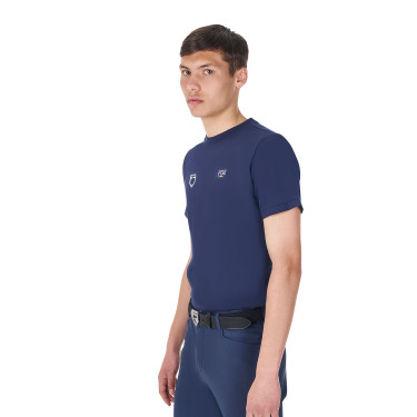 Heren T-shirt Equestro x FISE slim fit met korte mouwen Marineblazer Marineblauw