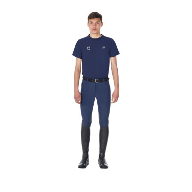 Heren T-shirt Equestro x FISE slim fit met korte mouwen Marineblazer Marineblauw