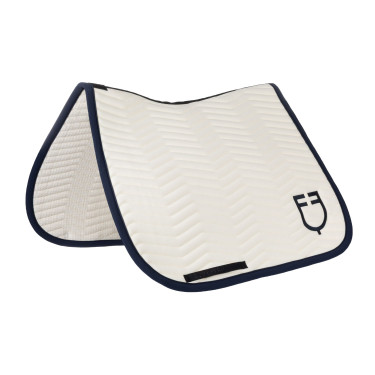 Dressuurdekje Equestro gewatteerd Wave in technische stof Antiek wit / marineblazer