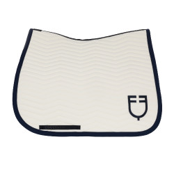 Dressuurdekje Equestro gewatteerd Wave in technische stof Antiek wit / marineblazer