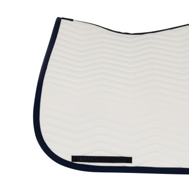 Dressuurdekje Equestro gewatteerd Wave in technische stof Antiek wit / marineblazer