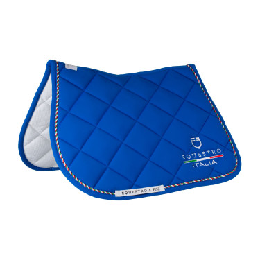 Springzadeldek Equestro x FISE met Italiaanse vlagbies Blauw van Savoye